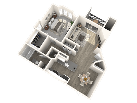 Floor plan for 1 bed, 1 bath, 794 sqft